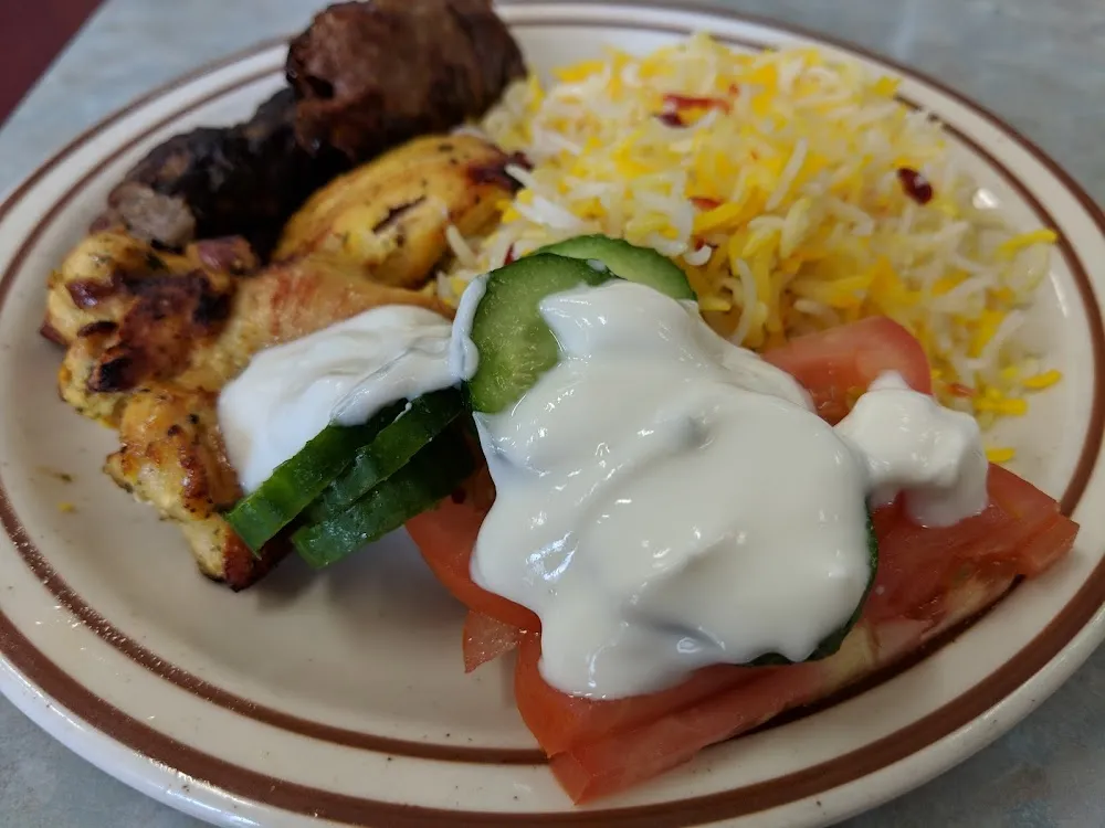 Beef Kabob with Basmati Rice and Salad